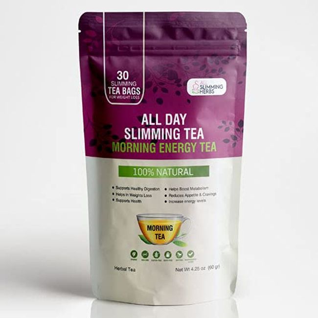 ALL SLIMMING HERBS All Day Slimming Tea For Daytime - 30 Days Supply - Boosts Metabolism & Skyrockets Energy Level