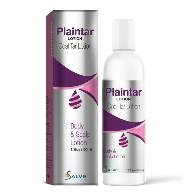 Plaintar Coal Tar Leave on Lotion / Reduces Scaling , Dryness & Itching / Coal Tar Lotion for Dandruff, Psoriasis & Seborrheic Dermatitis/ for Body & Scalp/ Instant Result 3.38 Oz (100ml)