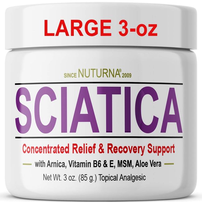 Sciatica Nerve Cream - Maximum Strength Comfort Cream for Feet, Hands, Legs, Toes, Back - Natural Ultra Strength Arnica, MSM, Menthol, Soothing Comfort, Large 3 Oz