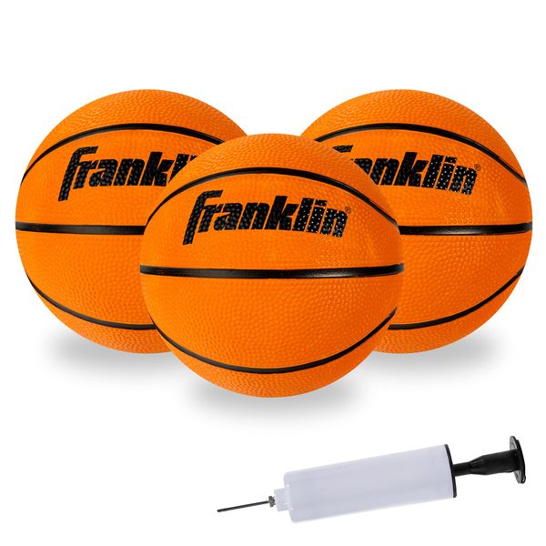 Franklin Sports 3 Mini Basketballs with Pump - 5 Inch Sized Perfect for Kids Ages 6+