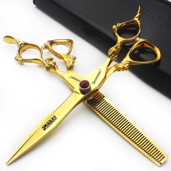 6/7 inch Hairdressing Scissors Set Barber Shop Hair Beauty Shears Styling Tools (7 in -2pc-B)