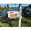 Mailbox with 3 number tile address on each side. weatherproof poly. Applewood.