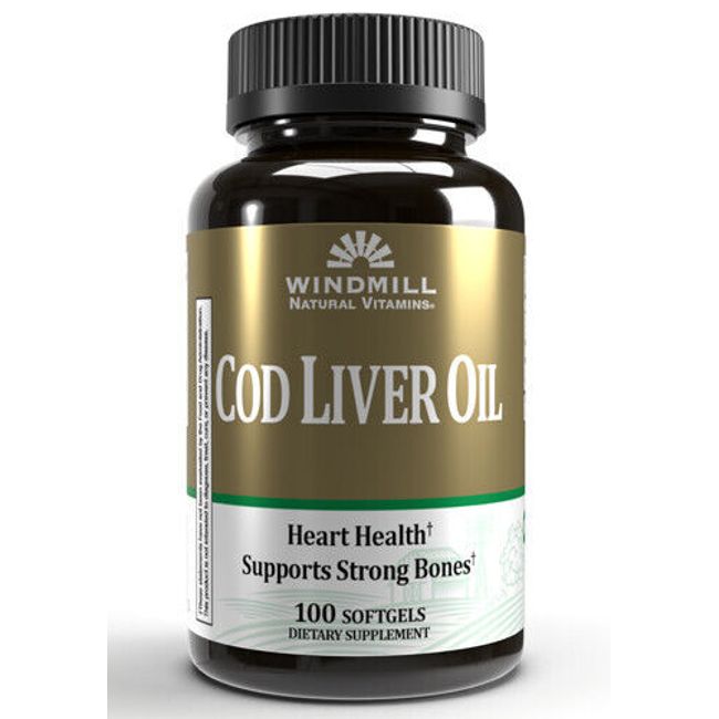 Windmill Cod Liver Oil for Heart Health/Strong Bones 100 Softgels 035046001643VL