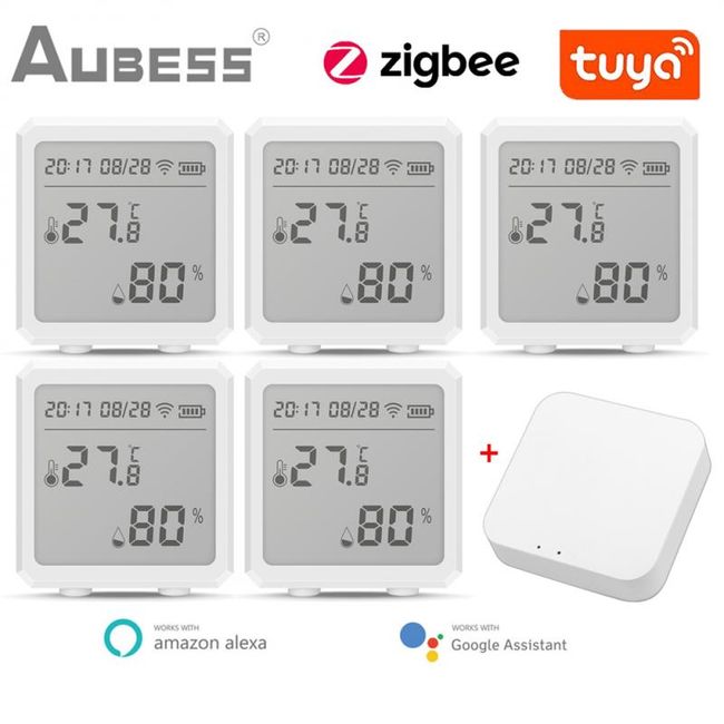 AUBESS Tuya Mini Zigbee Temperature &Humidity Sensor Work with