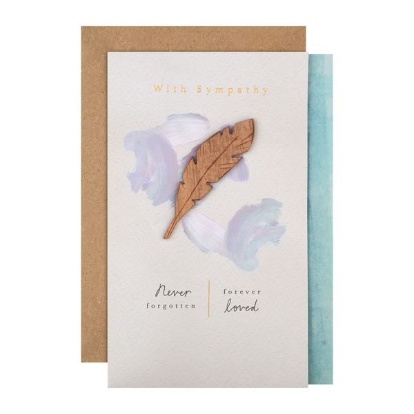 Hallmark Sympathy Card - Contemporary Design with Wooden Feather Attachment