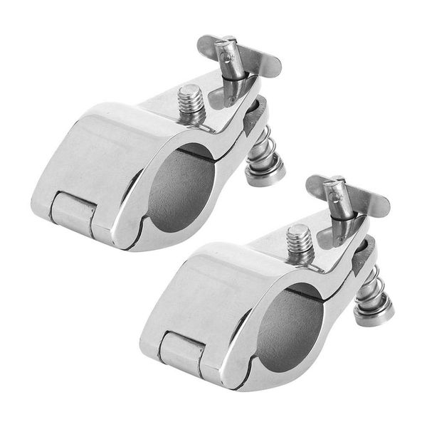 Bimini - 25Mm Hinged Jaw 316 Stainless - 2Pcs Boat Hinged Upper Jaw Slide 316 Stainless Steel Marine Hardware Fittings Tip Style Bimini Top Hinge Rail Mount(25Mm)