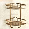 Bathroom Brass Wall Hanging Storage Shower Basket Double Shelf Towel Hook Rack