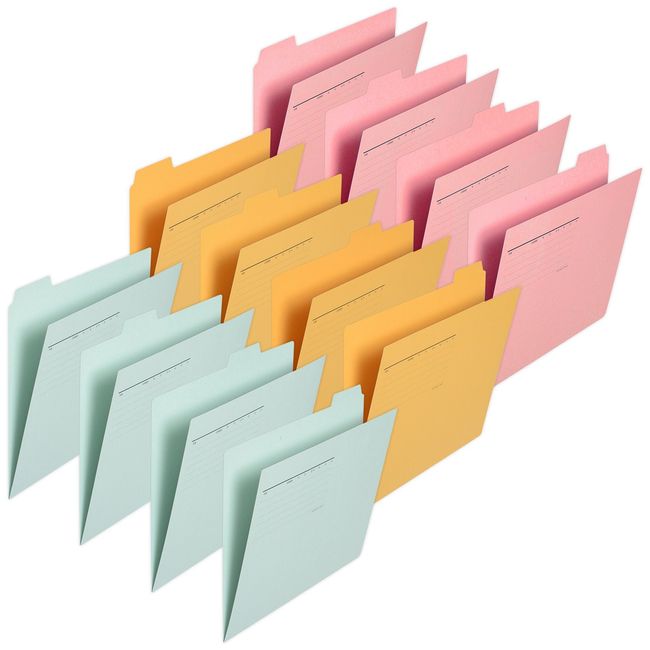 PLUS FL-064IF Cut Folder, Recycled Paper, 4 Stacks, A4-E, 3 Colors, Set of 12