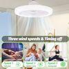 2 In 1 Fan For E27 Socket Light w/Remote Ceiling Fan Adjustable LED Smart 3 Mode
