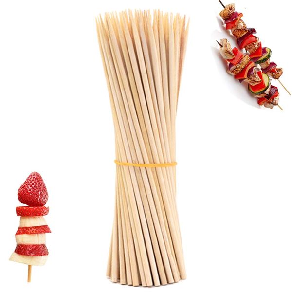 Meilliger Bamboo Sticks for Grill, 50Pcs 10 inches Natural Barbecue Skewers Campfire Fondue Stick for Kebab, Appetizer, Chocolate Fountain, Marshmallow Roasting, Sausage, Fruit Party Gathering Places