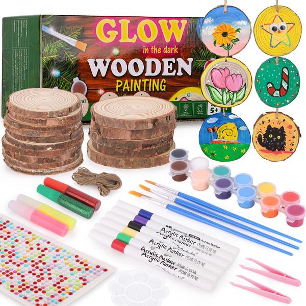 VisionX Arts and Crafts for Kids Ages 8-12, Wood Painting Craft Kit for Kids Chritams Gifts DIY Decorations