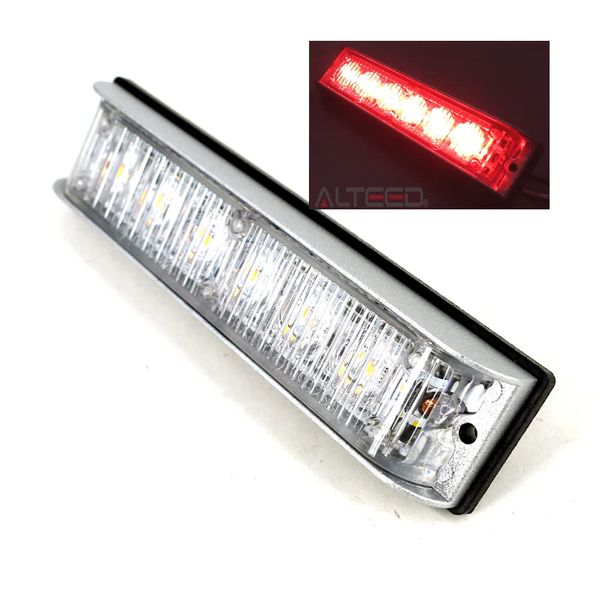 ALTEED LED Flash Light Bar, Red Light 24 Patterns, Small, Thin Aluminum Die-Cast Body, Synchronous Interlocking Function, Compatible with 12 V 24 V Automobiles