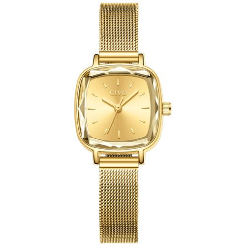 CIVO Womens Watches Stainless Steel Waterproof Rectangle Gold Wrist Watch Designer Elegant Casual Slim Analogue