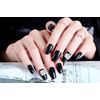 24 Pcs Jewelry Inlay Artificial Diamond Shining Elegant Medium Length Handmade Nails Bride (Black)