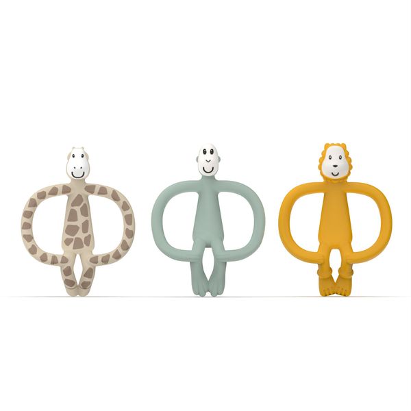 Matchstick Monkey 3 Pack Animal Teether Gift Set - Ludo Lion, Gigi Giraffe & Mint Green Monkey Teether