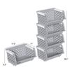Cand Plastic Stackable Storage Bins - 4 Packs Grey Pantry Closet Organizer Bin