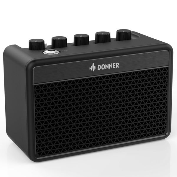 Donner Retro British Tone DA-10 Guitar Amplifier, Mini 5W, Rechargeable, 3-Band EQ, Tabletop, Compact, Lightweight, Home Practice