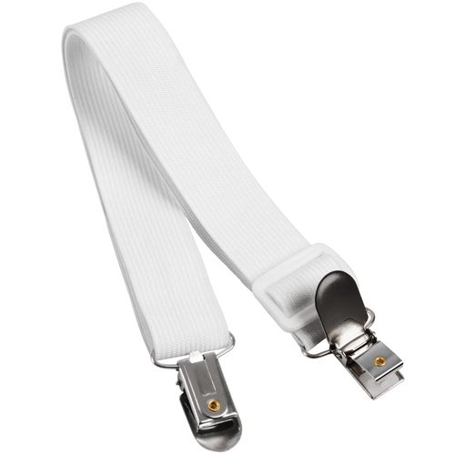 TRIXES White Bed Sheet Clips x4 – Suspender Style Strap Fasteners – For Flat & Fitted Sheets – Adjustable Elastic Strap & Metal Clip – Also Works for Ironing Board Covers