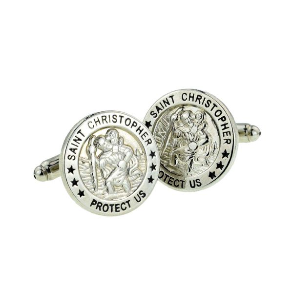 St Christopher Design CUFFLINKS Presented in a Cufflink Box