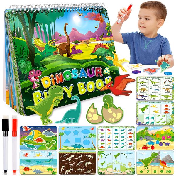 Dinosaur Toys for Kids 3-5, Montessori Busy Book for Toddlers Preschool Learning Activities Autism Sensory Toys Educational Toys for 3-5 Year Olds Birthday Xmas Gifts for 3-5 Year Olds Boys Girls