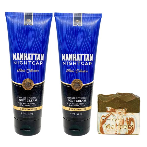 Bath & Body Works Men's Collection Manhattan Nightcap - 2 Pack- With a Cabin Spice Bar Soap.