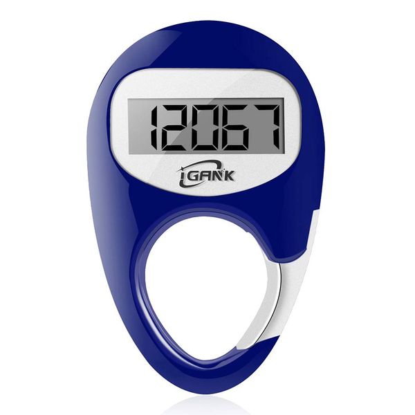 iGANK Simple Walking Pedometer 3D Step Counter for Men Women Kids (Blue)