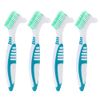 Healifty 4 Pcs Hard Denture Brush Double Sided Toothbrush Multi- Layered Bristles Fake Teeth Cleaning Brush Denture Care (Green)