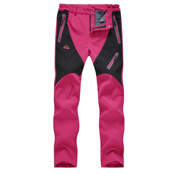 donhobo Damen Wanderhose Wasserdicht Softshellhose Outdoorhose Winddicht Warm Gefüttert Winterhose Trekkinghose Skihose Funktionshose Rosa M