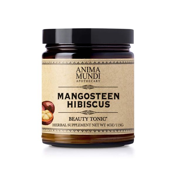 Anima Mundi Mangosteen Hibiscus Beauty Tonic - Organic Mangosteen Fruit Powder with Hibiscus Flower - Contains Naturally-Occurring Vitamin C from Mangosteen for Skin and Immune Support (4oz / 113g)