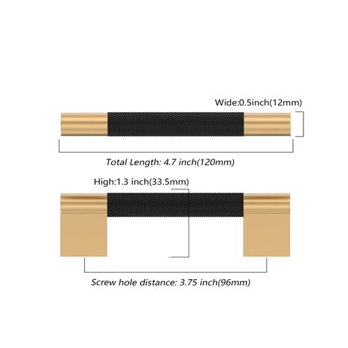 Asidrama 10 Pack 3.75 Inch(96mm) Matte Black and Champagne Bronze Knurled Kitchen Cabinet Handles, Cabinet Pulls Kitchen Cabinet Hardware for Cupboard Drawer Pulls