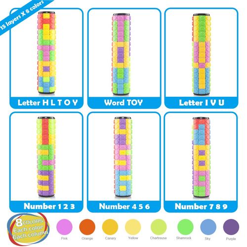 R.Y.TOYS Rotate and Slide Puzzle-Design Patent,Fidget Toys(Restore/Create)-8 Colors,15 Layers-Detach Piece for Quick Play,Brain Teaser,Sensory Toys,Easter Basket Stuffer