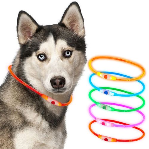 Red USB Rechargeable Flashing LED Dog Collar Pet Night Safety Light Adjustable