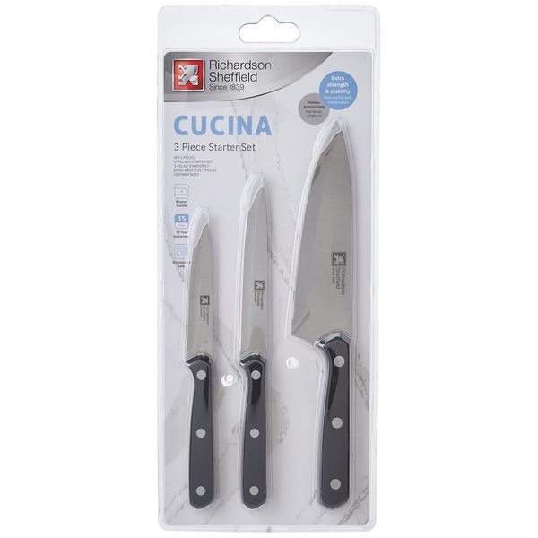 Richardson Sheffield 3-Piece Cucina Starter Knife Set, Black