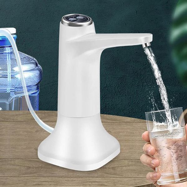 Electric Water Pump, Drinking Water Pump, USB Charging Bottled Water Pump, Universal Automatic Water Pump, Portable Water Dispenser for Home Office Indoor and Outdoor Camping (White)