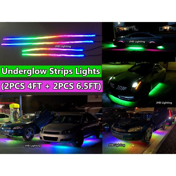 JHB APP Remote CHASING Flow LED Strips Lights 2PCS 4FT+2PCS 6.5FT Underglow KIT
