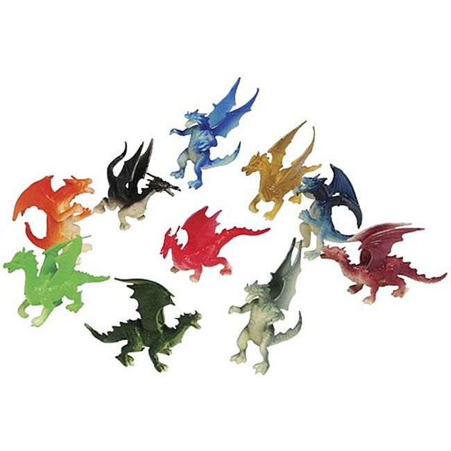 Just4fun 3 Dozen (36) Mini Dragon Toy Figures - 2" Party Favors - Prizes - Fantasy - Pretend Play Mythical
