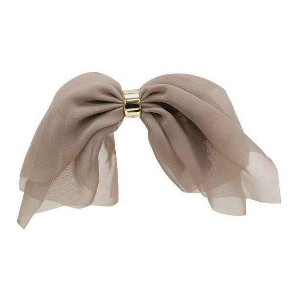 [Barrette] Fluffy Elegant Ribbon One-Touch Hair Accessory [Magic Style], 【2】Grege