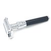 Parker Safety Razor, Parker 92R Graphite Gray, Long Handle Heavyweight Butterfly Open Double Edge Safety Razor for Men, 5 Parker Premium Platinum Double Edge Razor Blades Included