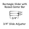 100 Slide Adjusters / Tri Glides for Adjustable Straps - Rectangle Silver Slider