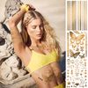 HOWAF 9 Sheets Gold Temporary tattoos, Gold Tattoos Temporary Metallic Tattoos Moon Star Butterfly Glitter Tattoos Festival Tattoos Flash Fake Waterproof Tattoo Stickers for Women Girls Body Art