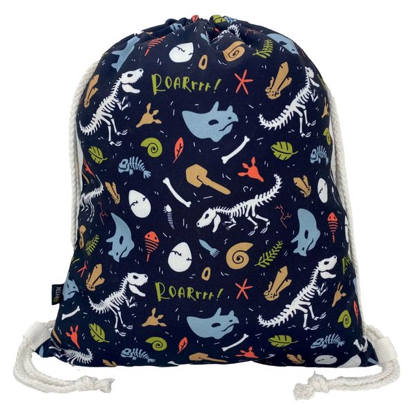 HECKBO kids dinosaur dino gym drawstring bag - 40x32cm - 12.6" x 15.8" - string bag - kindergarten daycare crèche school football - children kids girl boy backpack, sports bag, fabric bag