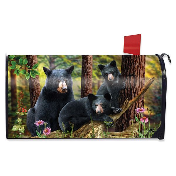 Black Bear Family Nature Magnetic Mailbox Cover Standard Briarwood Lane