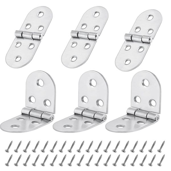 6PCS Folding Flip Top Hinge, Folding Hinges Metal Edge Backflap Cabinet Butt Hinges 270 Degree Folding Table Hinges