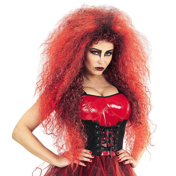 Widmann 02084 Wild Devil Wig, red, Standard Size