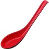 Clockjuan 2 Pcs Red Soup Spoons, Asian Plain Style, Plastic