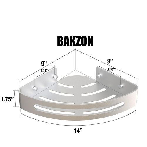 Bakzon Corner Shower Caddy, 2 Pack Adhesive Shower Shelf Corner with Razor Holder No Drilling Bathroom Shower Organizer Storage Rack, Silver (Not Brushed Nickel)