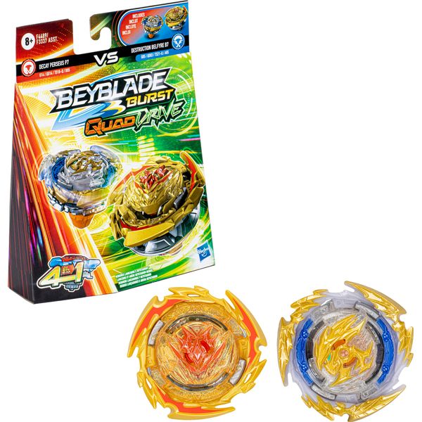 Beyblade Burst QuadDrive Destruction Belfyre B7 and Decay Perseus P7 Spinning Top Dual Pack - 2 Battling Game Top Toy for Kids Ages 8 and Up