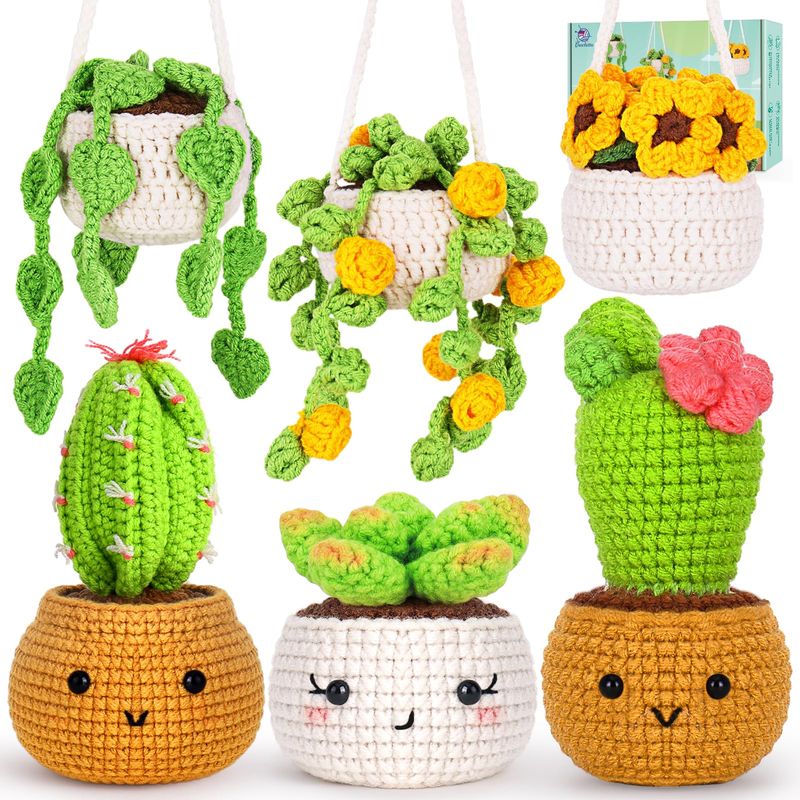 Crochetta Beginner Crochet Kit - 2-Pack Angel Amigurumi, Includes Hooks, Yarn (+40% Extra), Video Tutorials