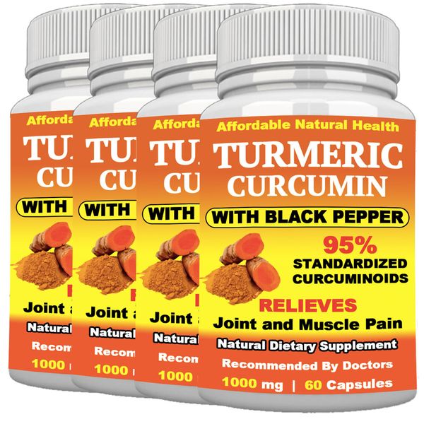 4 TURMERIC CURCUMIN 95% HIGHEST POTENCY WITH BLACK PEPPER FOR FAST ABSORPTION