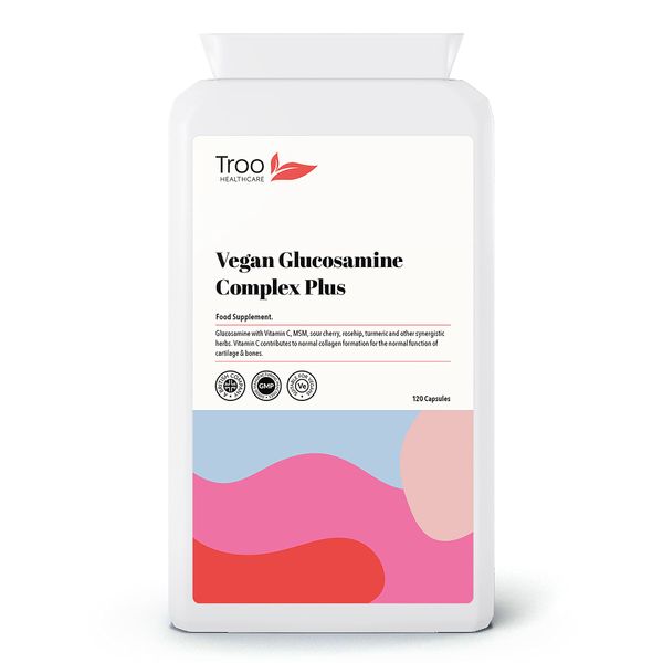 Vegan Glucosamine Complex PLUS 120 Capsules | Plant Based Glucosamine Supplement with MSM, Sour Cherry, Rosehip & Turmeric | UK Manufactured | Quality Guaranteed